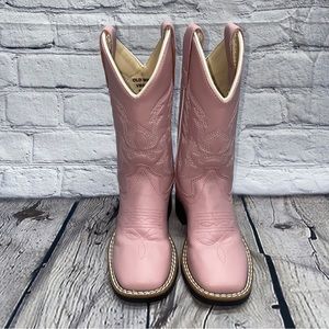 OLD WEST Girls Square Toe Leatherette Little Kid Size 9.0 Cowboy Boot